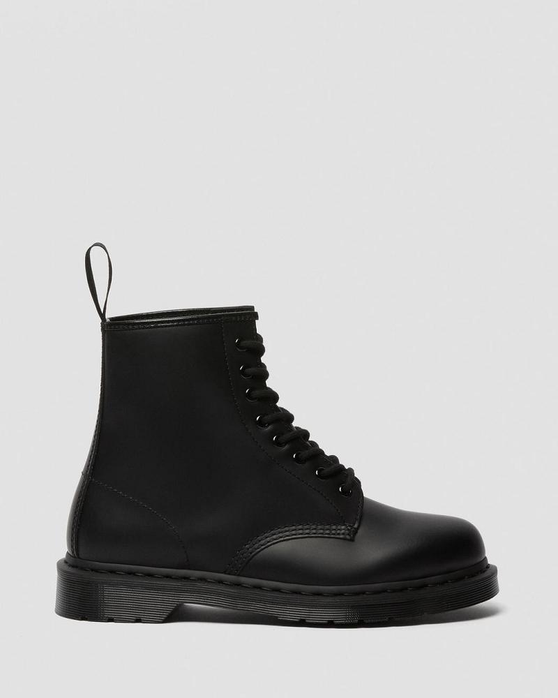 Black Men's Dr Martens 1460 Mono Smooth Leather Lace Up Boots | CA 519FDN